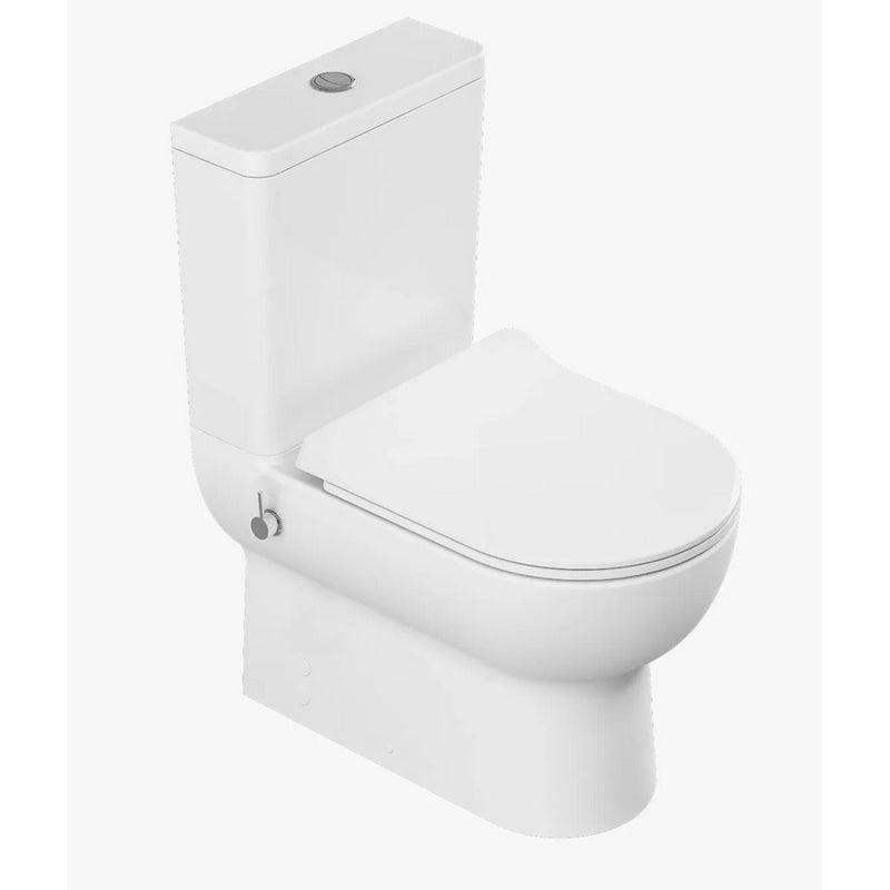 Kompakt wc Rimless 80x37x62 cm z bidetem i wbudowaną baterią ciepła/zimna, deska soft close, biały