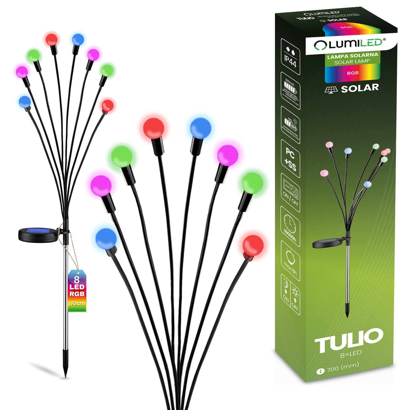 Lampa Solarna Lumiled Ogrodowa LED Wbijana Dekoracyjna Dmuchawiec Kuleczki RGB 1 szt.