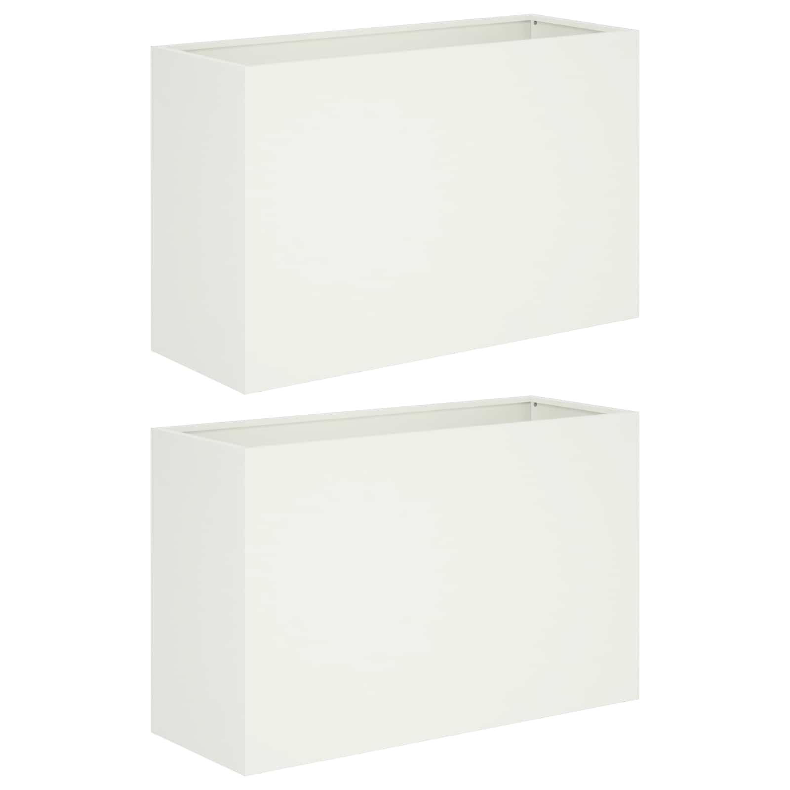 2x Donica Ogrodowa Stalowa 80x30x40 cm Biała na Taras na Balkon na Kwiaty