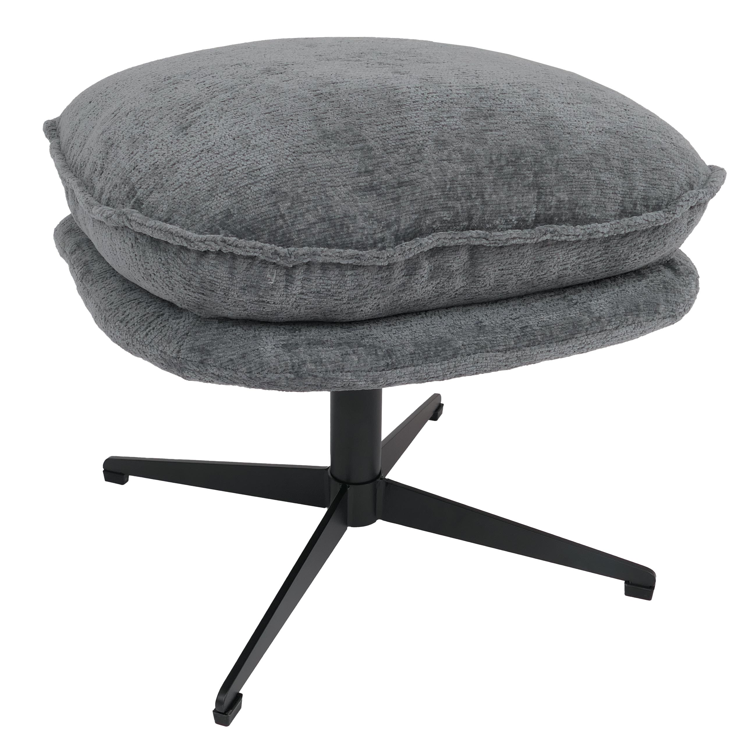 Taboret z tapicerką HWC-P32, siedzisko/podnóżek Podnóżek Otomana Tkanina/tekstylia Chenille (370 g/m²) ~ szary