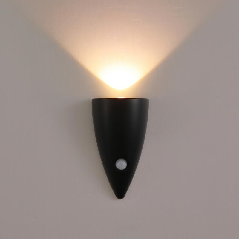 Magnetyczna lampa ścienna LED z trzema regulowanymi temperaturami barwowymi i czujnikiem ruchu 120° (czarna).