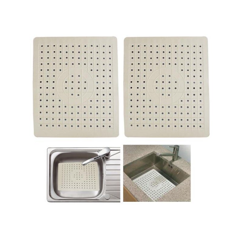 Zestaw 2 mat pod zlew kuchenny, ochraniacz odpływu, 10" x 12", trwała, antypoślizgowa guma