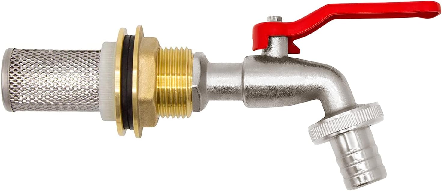 Zestaw przyłączeniowy beczki na deszczówkę + kran + filtr wylotowy kulowy 14719, 1/2", mosiądz