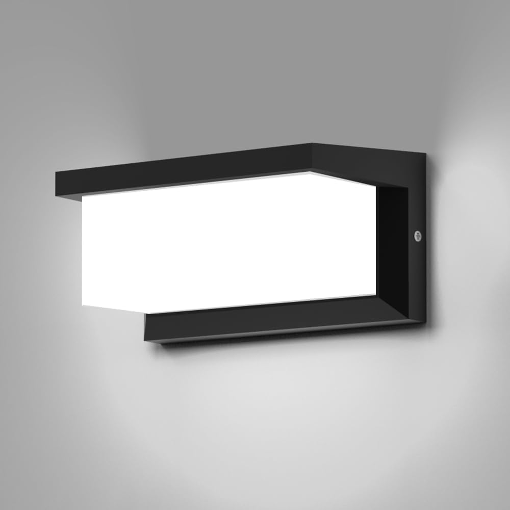 Czarna plastikowa lampa ścienna LED, 22 W – białe światło, odpowiednia do oświetlenia ogólnego – łatwa w montażu na ścianie – czujnik.