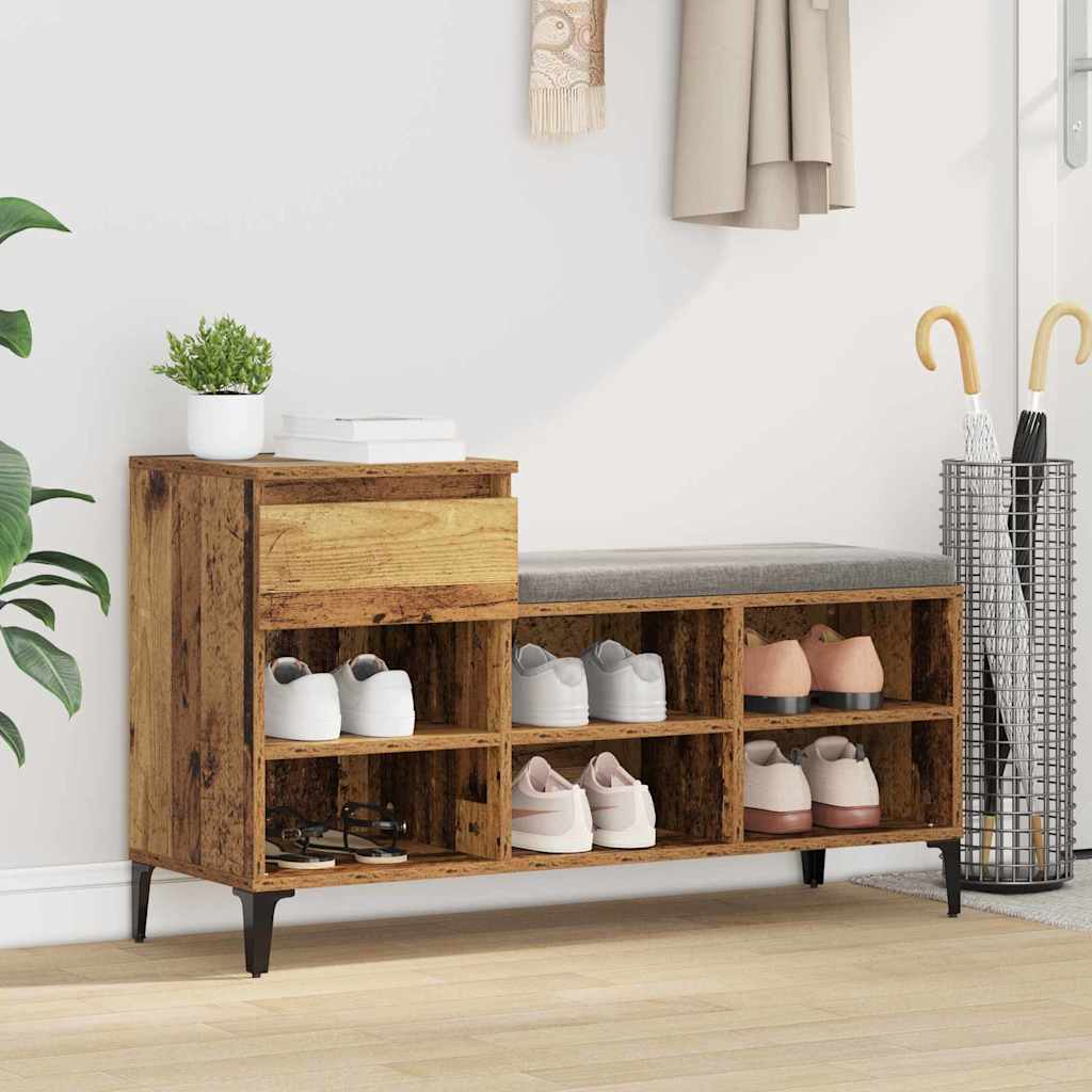 Szafka na buty z szufladą z półką Stare drewno 102 x 36 x 60 cm vidaXL
