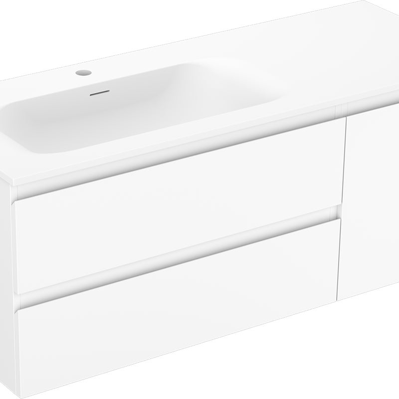 Mexen Orio szafka łazienkowa 120 cm z umywalką Vela lewą, 2S, 1D, biała mat - 91A13-12047-3-BBFFFF01-W23L01