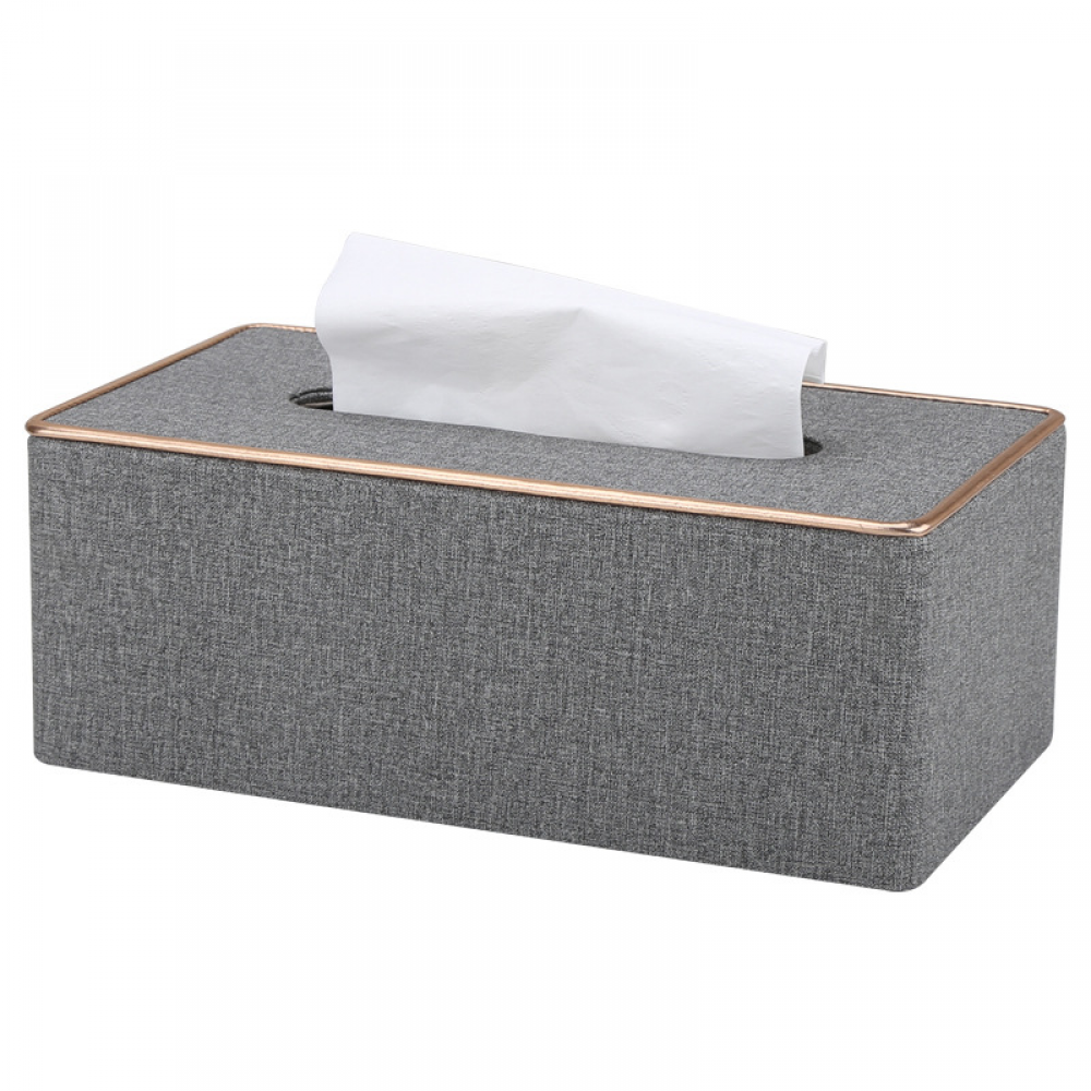 Skórzane pudełko na chusteczki, prostokątne pudełko na chusteczki, szer. x gł. x wys.: 25 x 13,5 x 9,5 cm (szare)