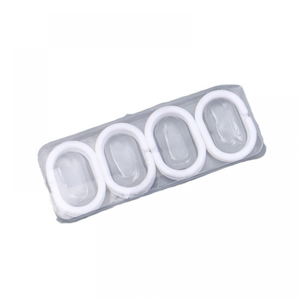 12 kółek do zasłon prysznicowych, białych, 3x4 cm, do zawieszania zasłon prysznicowych na drążkach, wykonanych z tworzywa sztucznego.