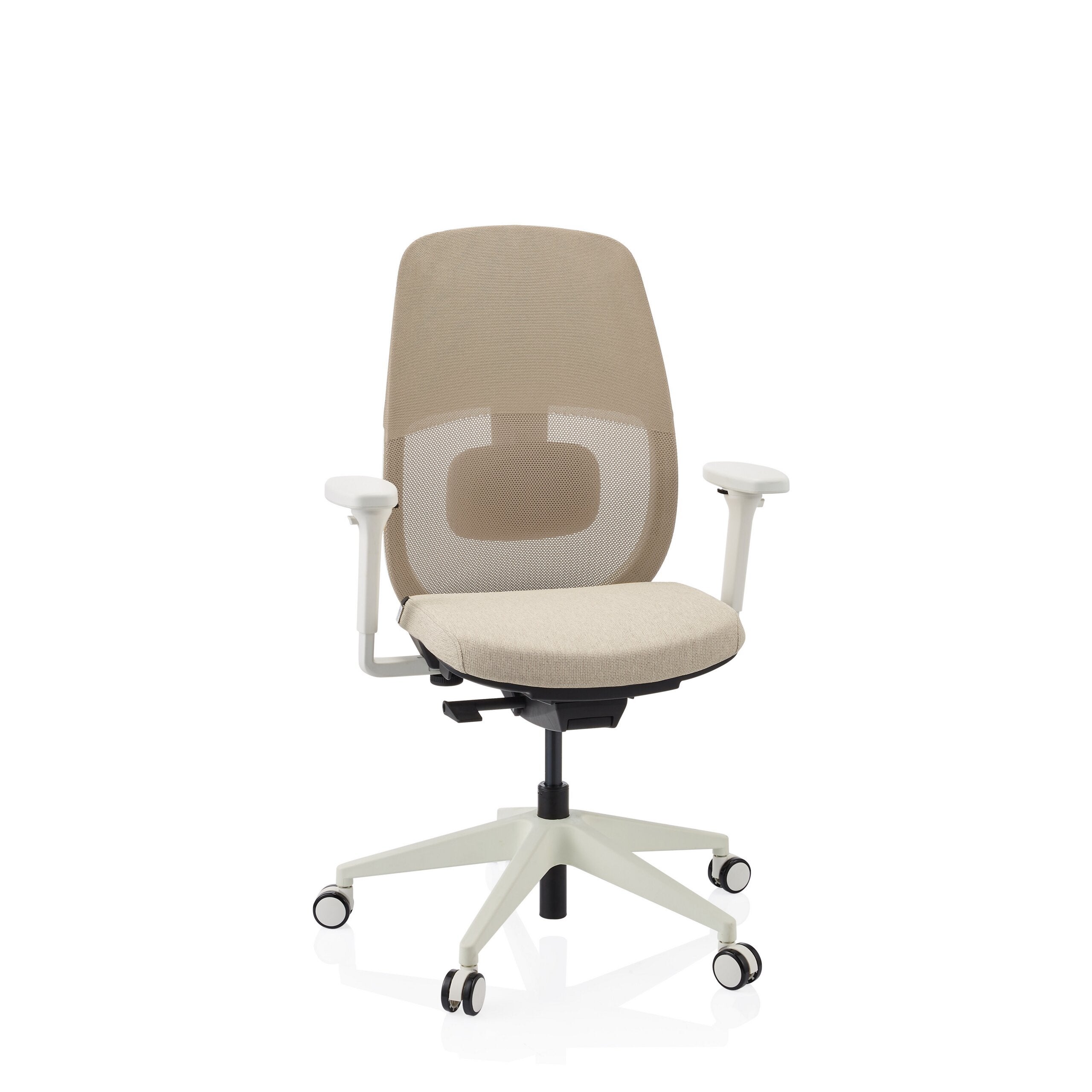 Ergonomiczne krzes?o biurowe Skandis bez zag?ówka be?owe / bia?a podstawa hjh OFFICE