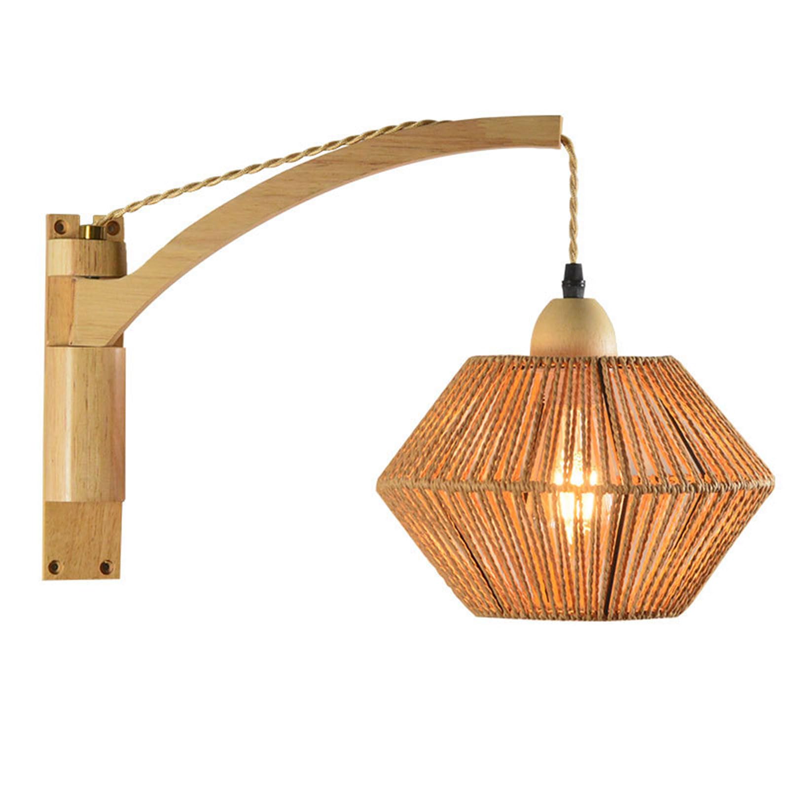 Lampy ścienne w stylu vintage z liny konopnej - Rustykalne industrialne lampy ścienne E27 do salonu (żarówka nie jest dołączona)