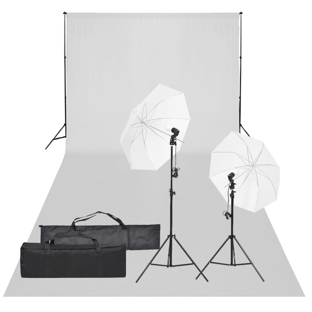 Fotograficzny zestaw studyjny z lampami i tłem vidaXL