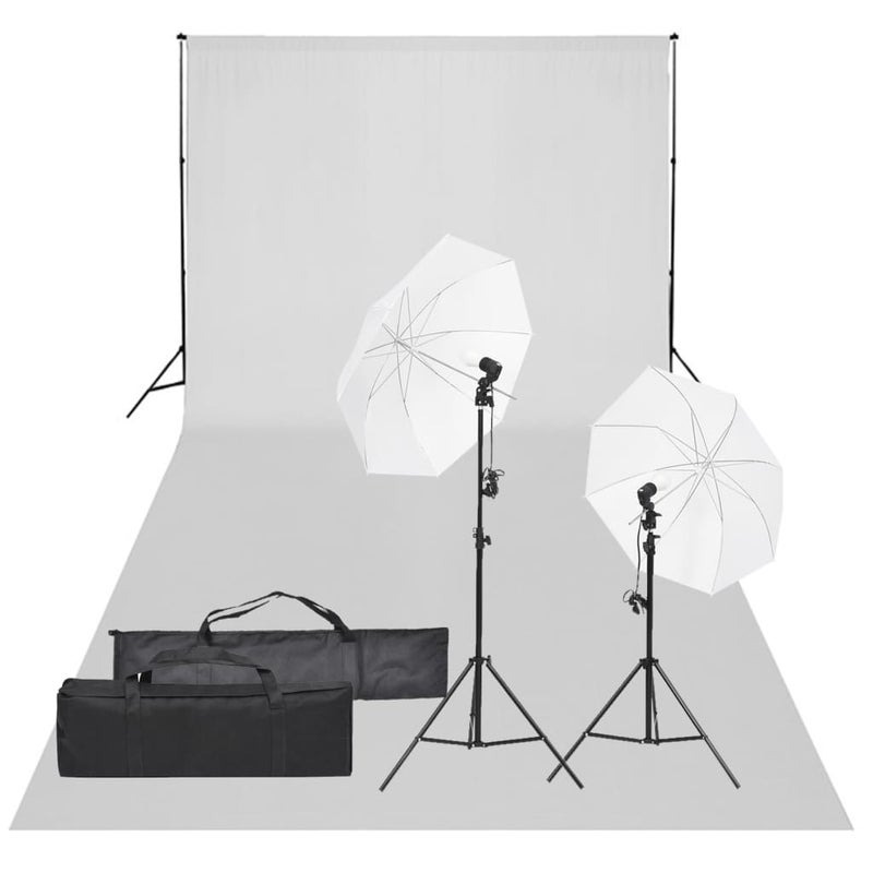 Fotograficzny zestaw studyjny z lampami i tłem vidaXL