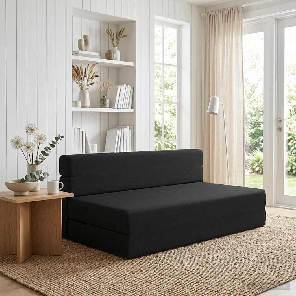 Składana Sofa Łóżko Czarny 152 x 86,5 x 60 cm tkanina vidaXL