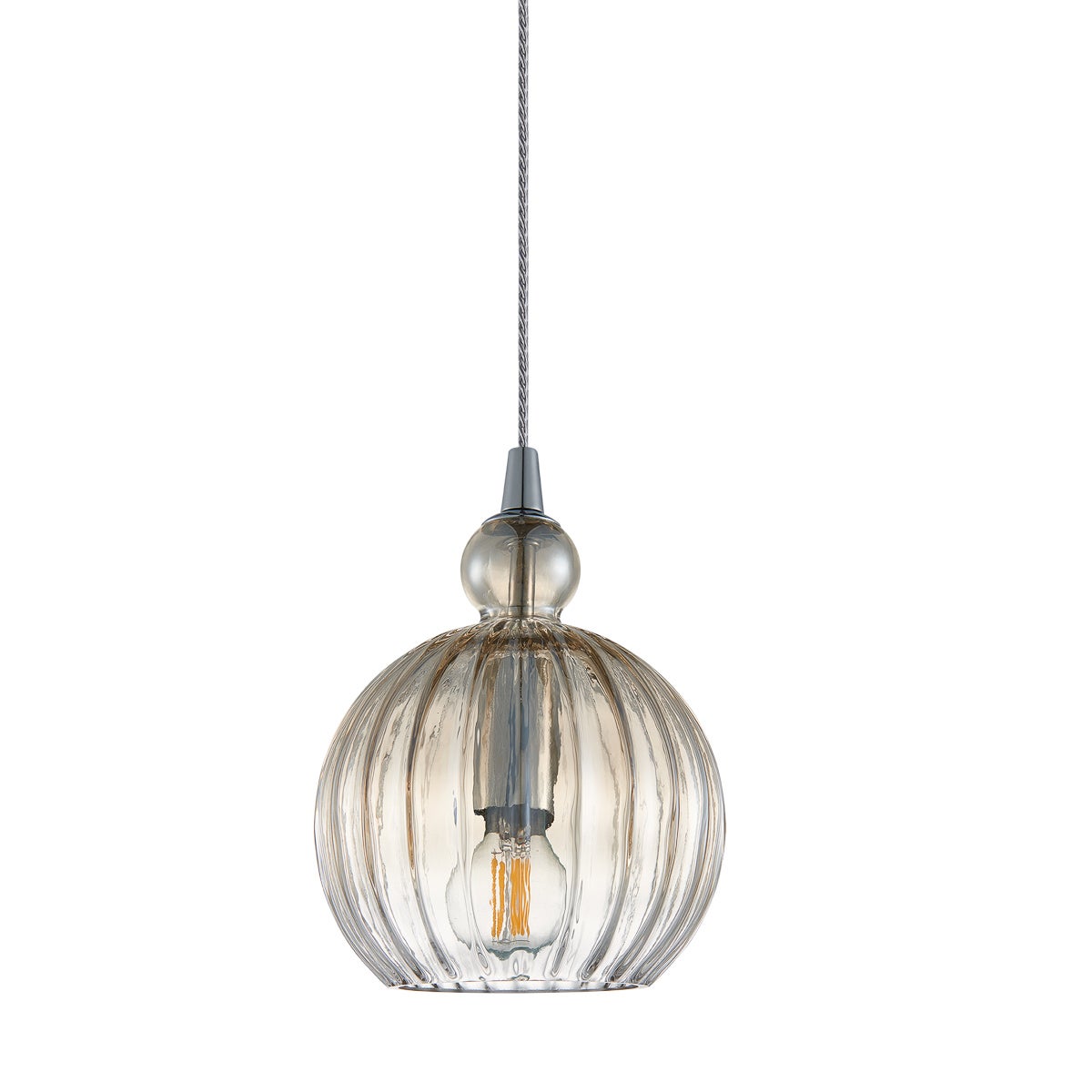 Lampa wisząca szklany barwiony klosz Biron chromowana 1xE14x60W szkło wym:120x15x15cm IP20 Italux