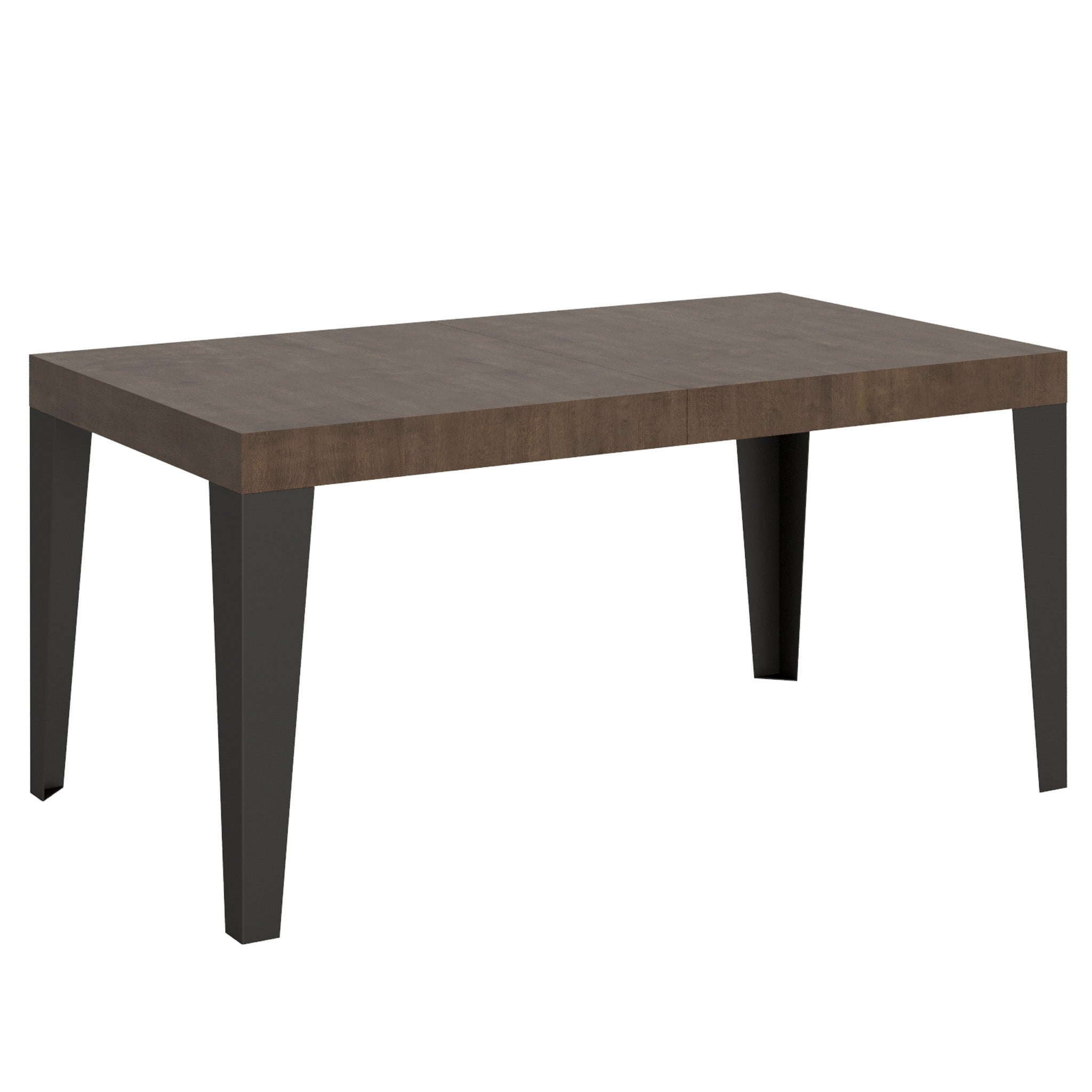 Mesa de centro Flame de 90x160 cm (hasta 264 cm) con base sólida, ideal para salón, en madera de nogal.