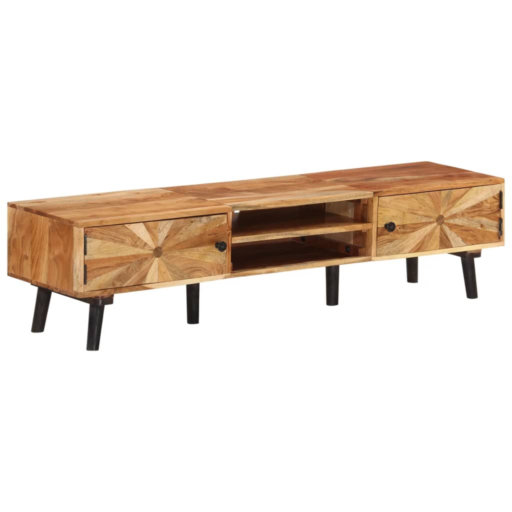 Meble telewizyjne z litego drewna akacjowego 145x35x35 cm v5612 145 x 35 x 35 cm / Brązowy