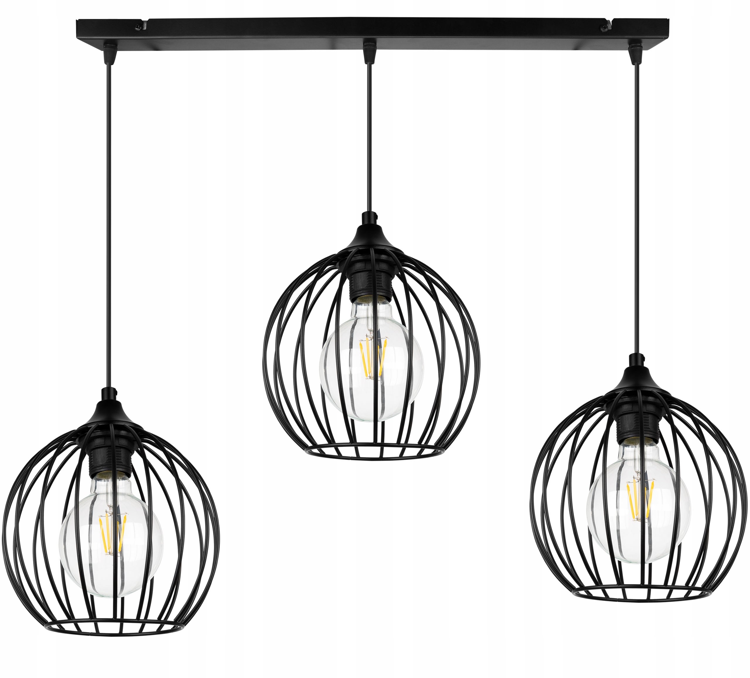 Lampa sufitowa wisząca Light Home LH Toronto prosta 3x E27 60W druciak czarny