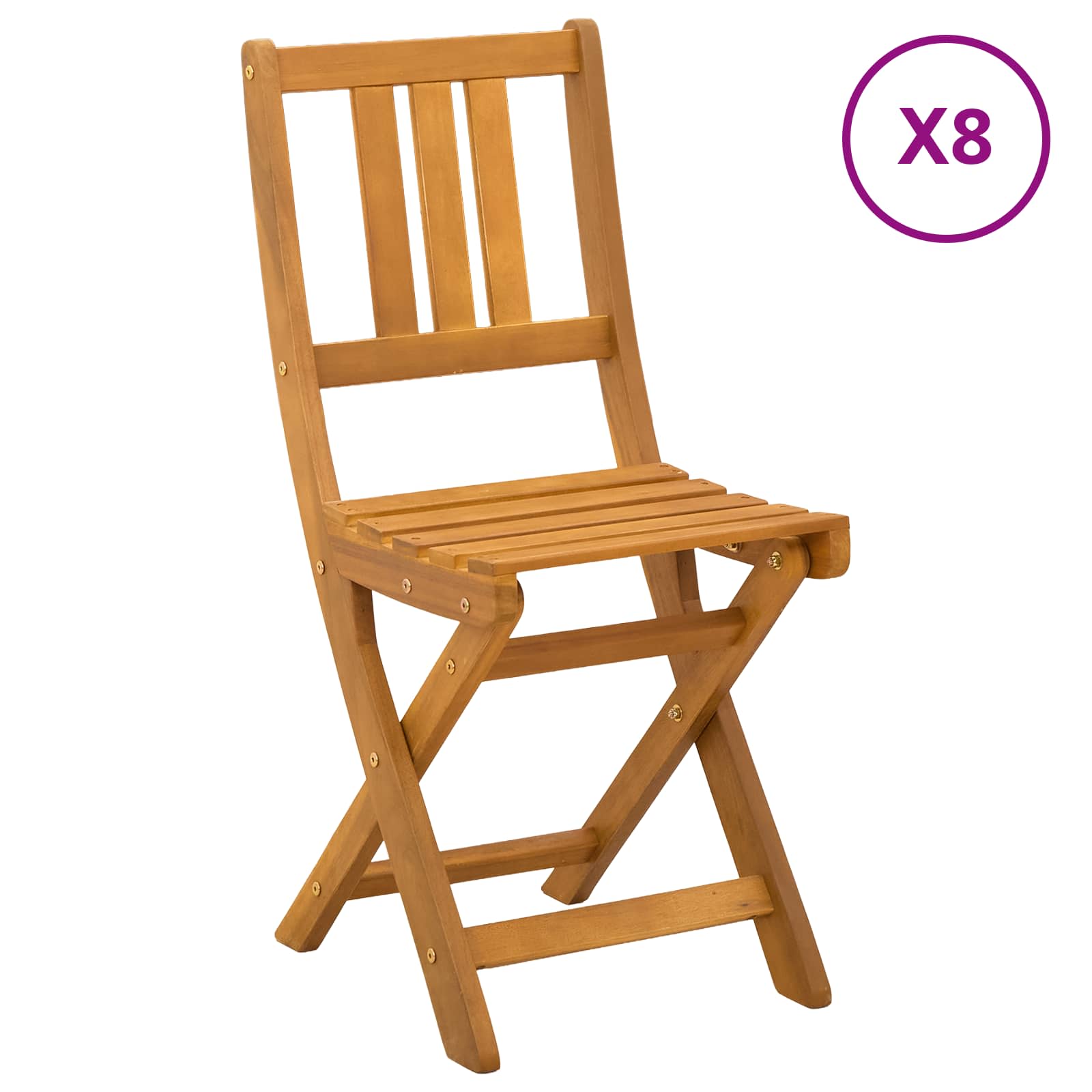 8x Krzesło Ogrodowe Akacjowe Naturalne na Taras