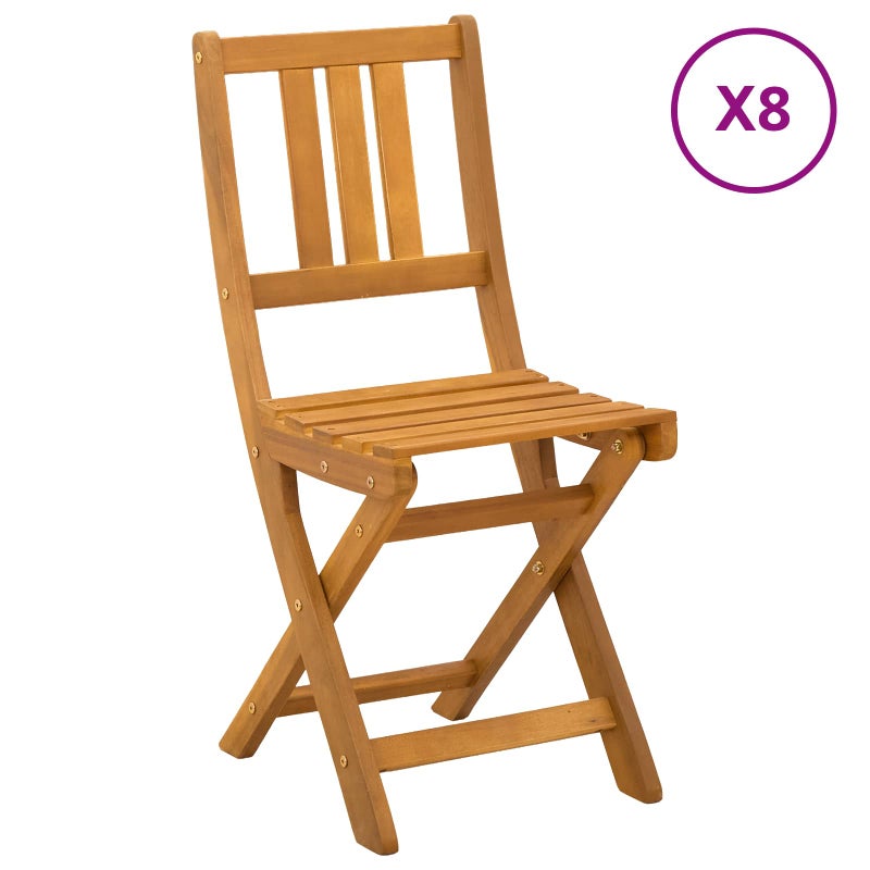 8x Krzesło Ogrodowe Akacjowe Naturalne na Taras