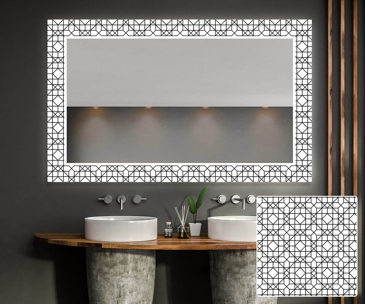 Dekoracyjne lustro z podświetleniem LED do salonu (90x130cm) Jasne lustro LED z chłodnym białym oświetleniem 7000K
