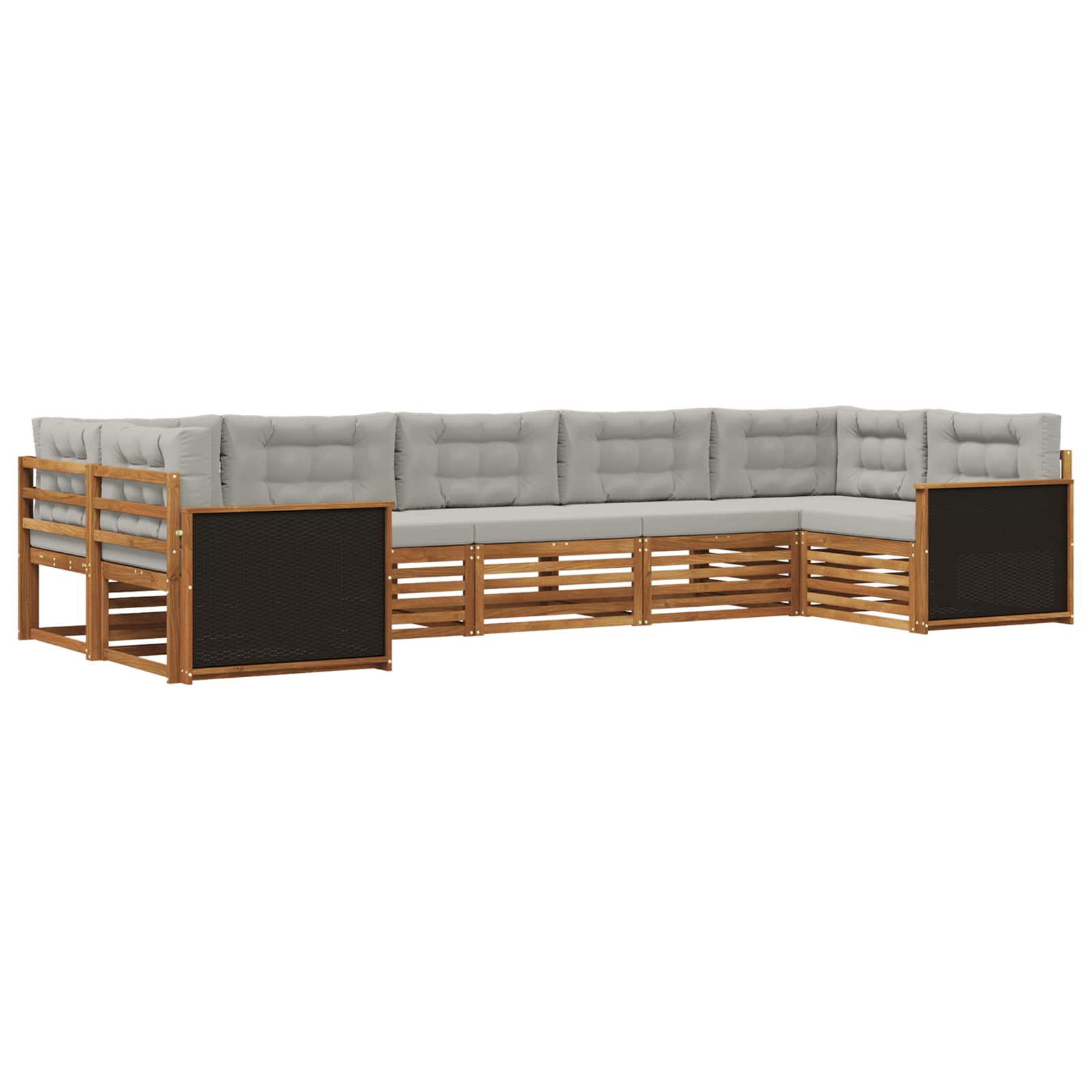 Zestaw sof na zewnątrz z poduszką 7 pcs Naturalny i jasnoszary