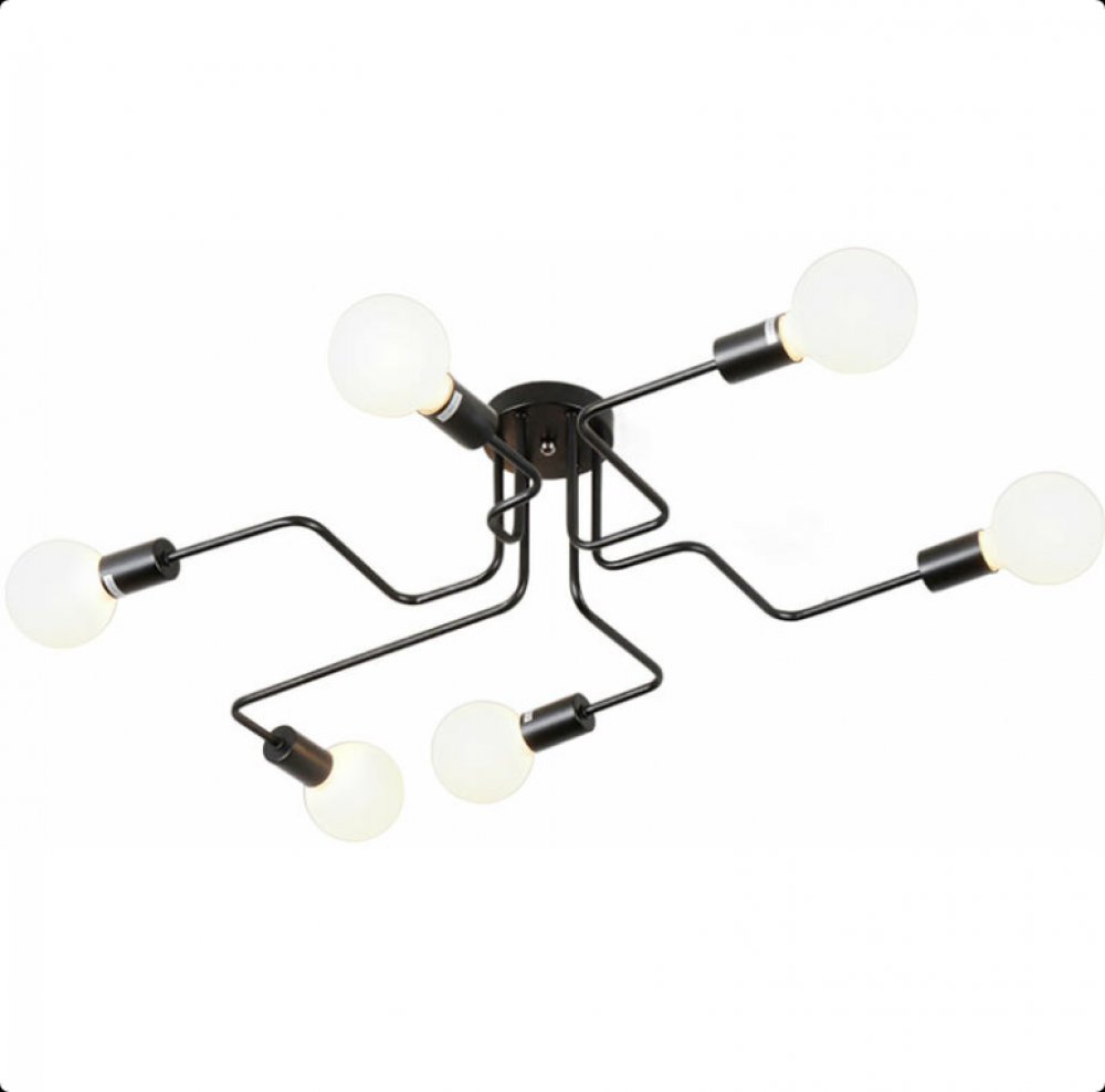 Lampa sufitowa Retro Vintage 6 LED, styl industrialny, czarna