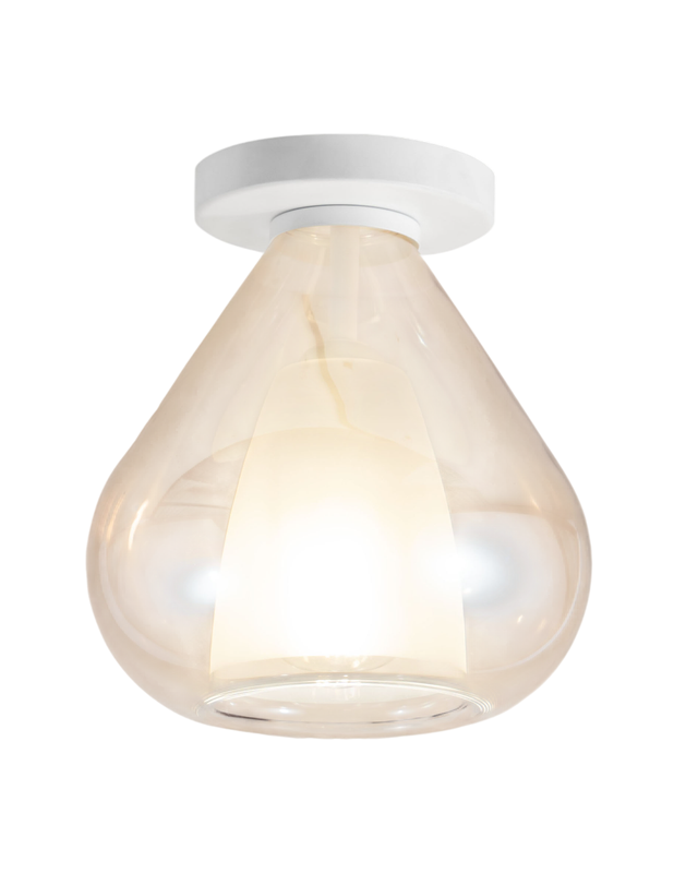 Lila - Okrągła lampa sufitowa śr 20 cm Fabas Luce - Kinkiet z żarówką LED E27 MAX 40W - Bursztynowy