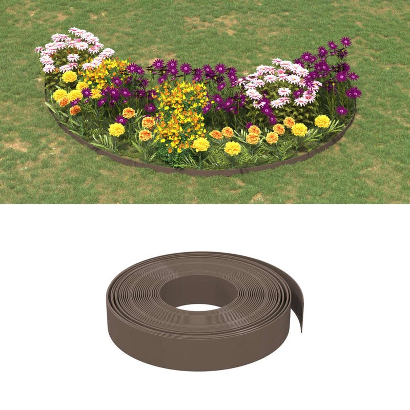Obrzeża ogrodowe, 5 szt., brązowe, 10 m, 10 cm, polietylen vidaXL