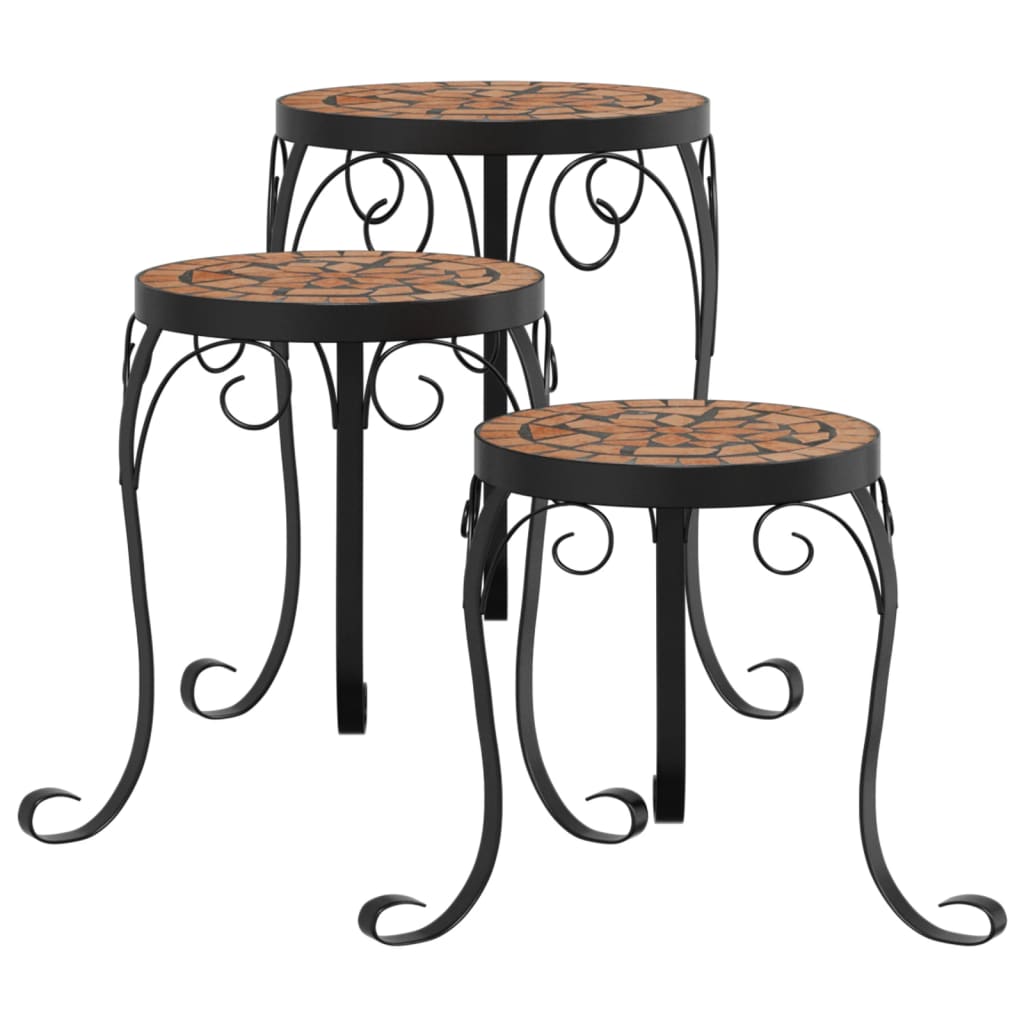 3x Stojak na Rośliny Ceramiczny Terakota na Taras na Balkon