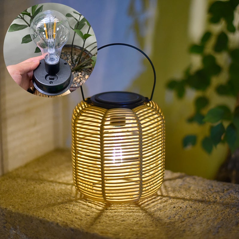 2 zewnętrzne lampy solarne z rattanu, wodoodporne, wiszące, dekoracyjne lampy słoneczne, lampka na stół do ogrodu i patio.