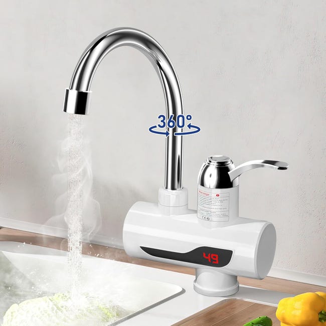 Kran podgrzewający wodę 3000W 30-60°C LED 360° Termostatyczny do przyczepy kempingowej