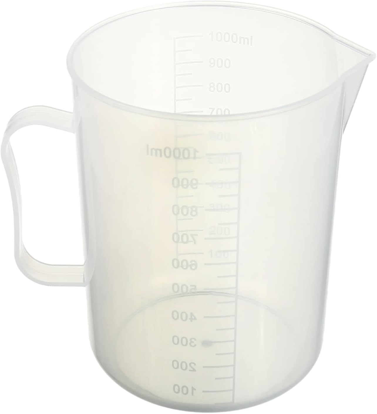 Kubek miarowy z podziałką o pojemności 1000 ml; model praktyczny.