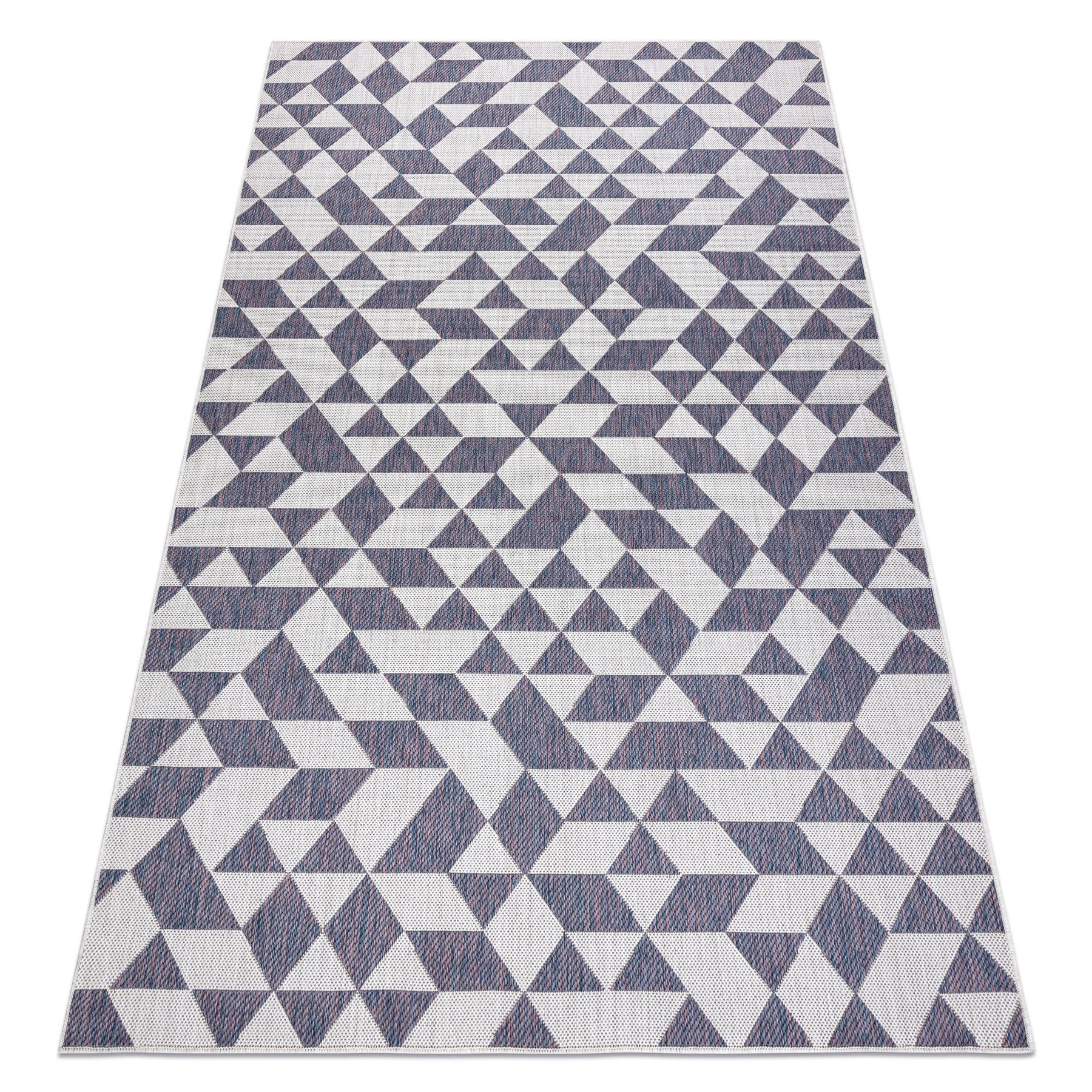 Dywan SZNURKOWY SIZAL SION Geometryczny, Trójkąty 22373 płaskie tkanie ecru / niebieski / róż 80x150 cm