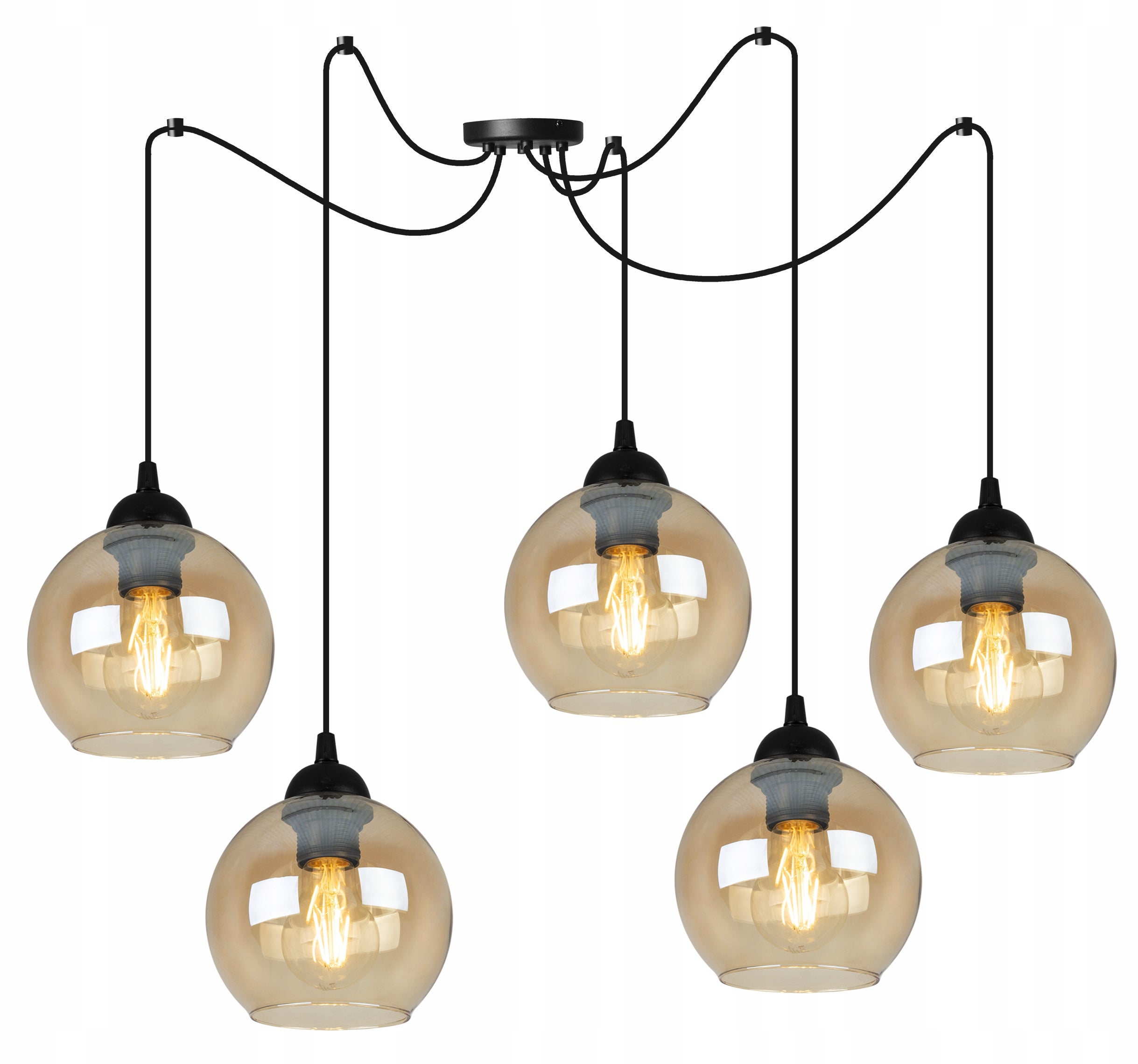 Lampa sufitowa wisząca Light Home LH Spider Haga 5x E27 abażur kule miedziane nowoczesna