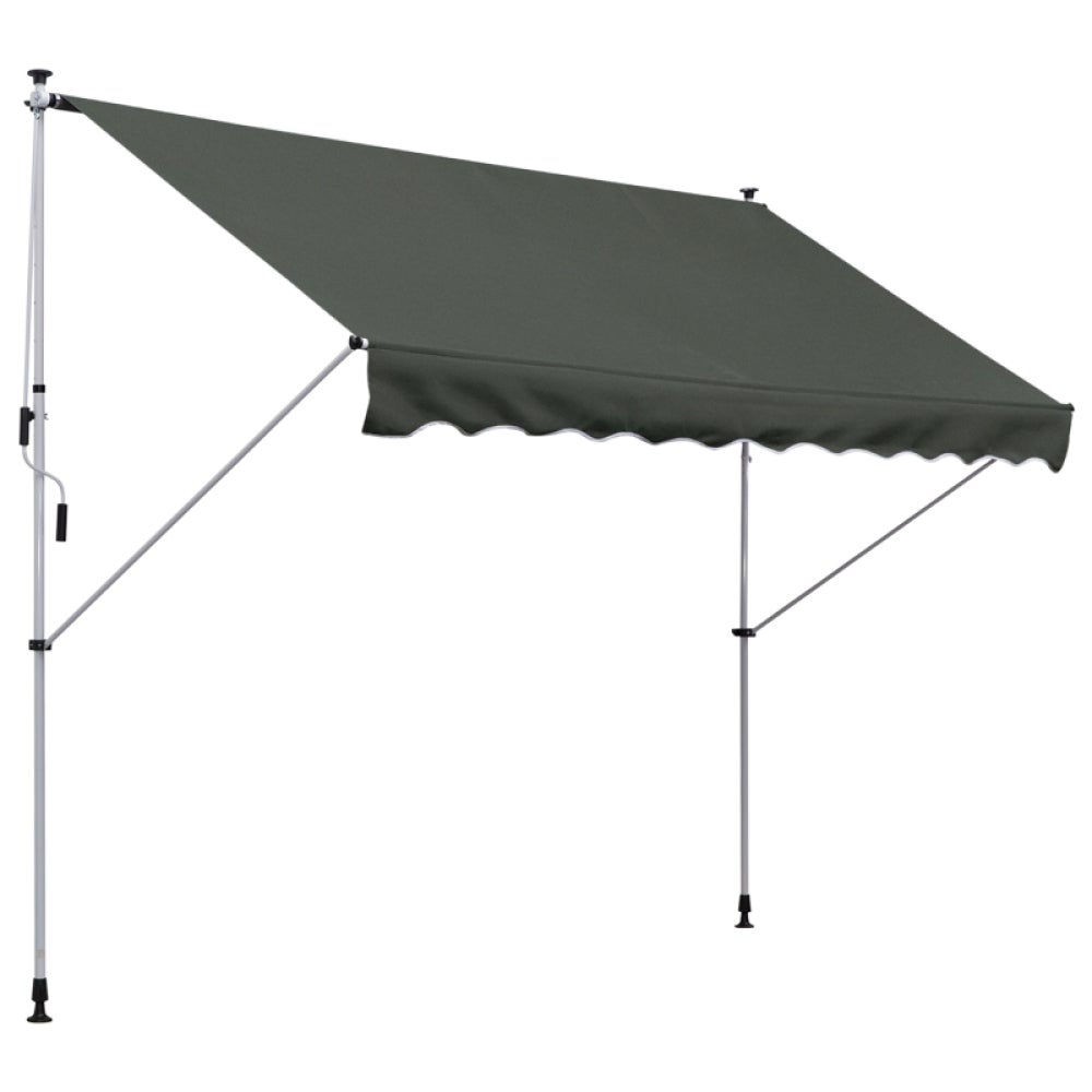Markiza wolnostojąca 300x150cm, szara, poliestrowa, aluminiowa rama, wiatroodporna, z korbą, pergola zewnętrzna na patio lub do ogrodu