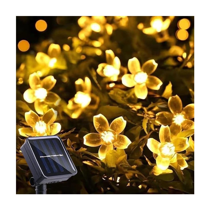 Zewnętrzne lampki solarne, lampki choinkowe w kształcie kwitnącej wiśni, 50 diod LED, wodoodporne, do ogrodu, na patio, na Boże Narodzenie, do dekorac