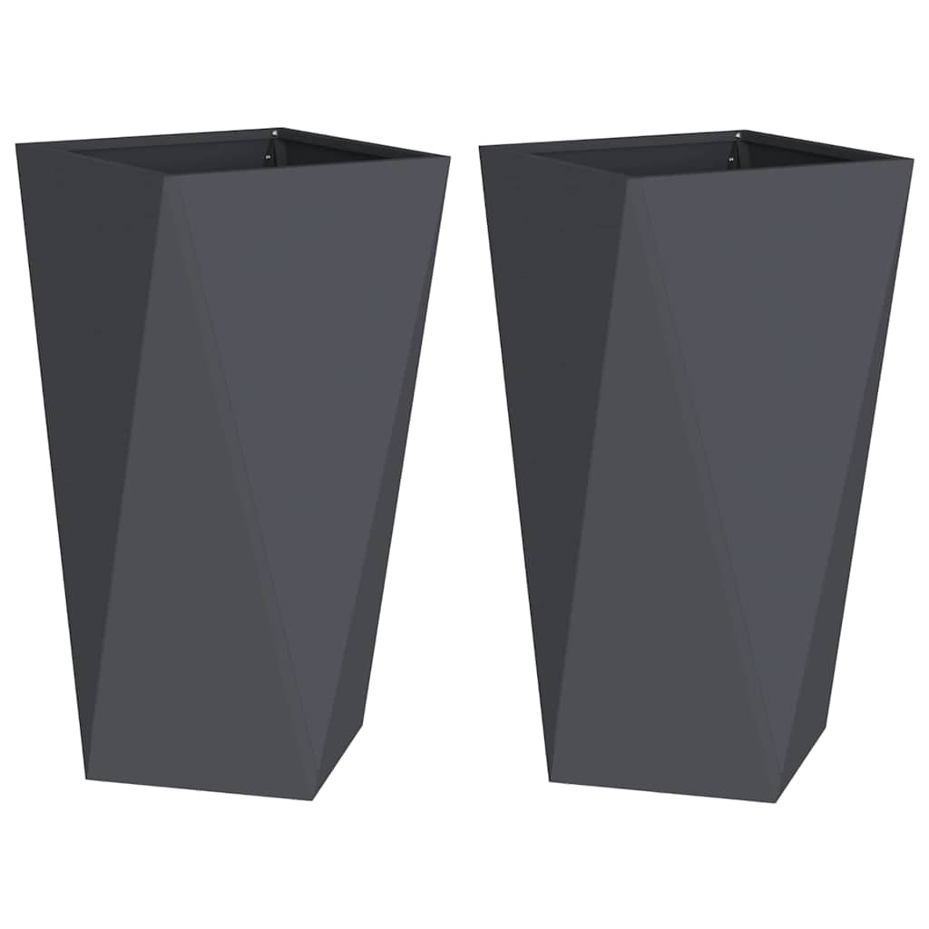 Donica 2 szt. Antracyt 40 x 40 x 75 cm Stal