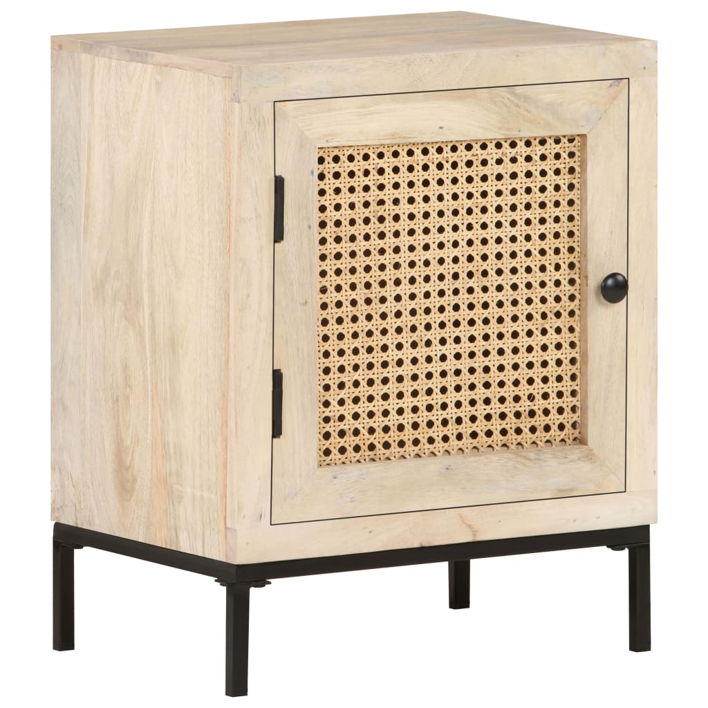 vidaXL Szafka nocna, 40x30x50 cm, drewno mango i naturalna trzcina