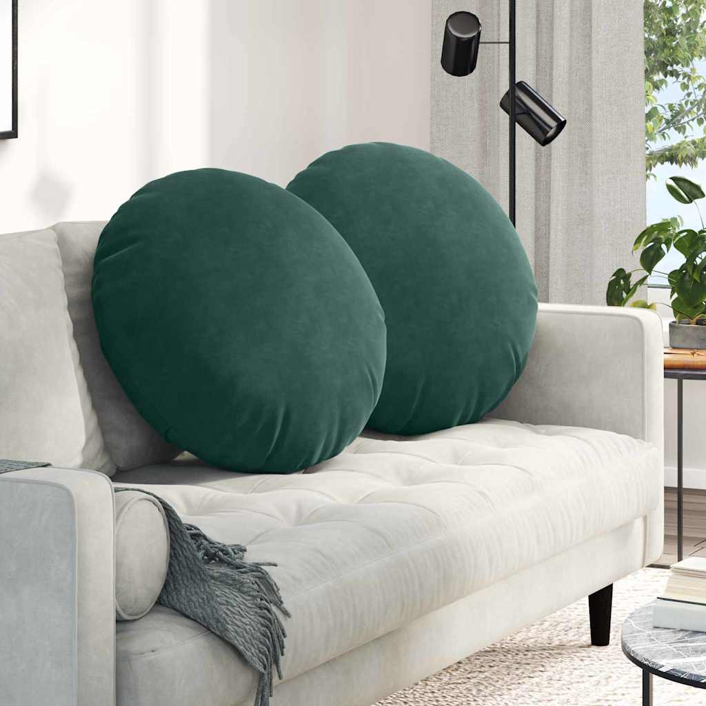Poduszki na siedziska 2 pcs Ciemna zieleń Ø 80 x 29 cm Aksamit vidaXL