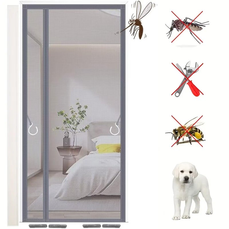 Magnetyczna Siatka na Muchy 100x210 cm - Przezroczyste Drzwi Wejściowe - Ochrona przed Muchami i Komarami - Łatwa w Montażu