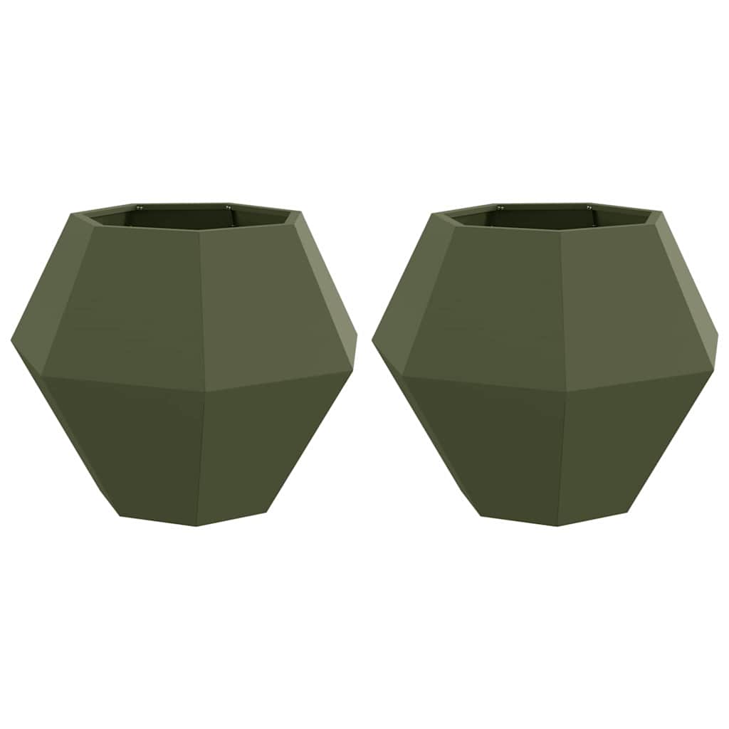 Donica 2 szt. Zielony oliwkowy 75 x 75 x 60 cm Stal