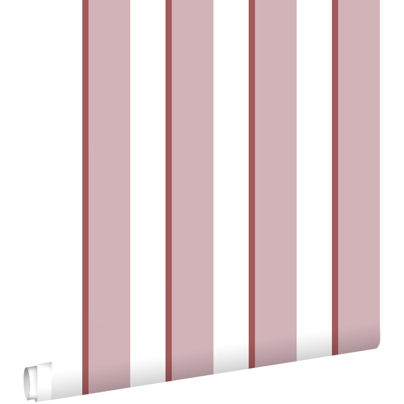 Tapeta paski fioletowy mauve i biały - 50 x 900 cm - ESTAHOME