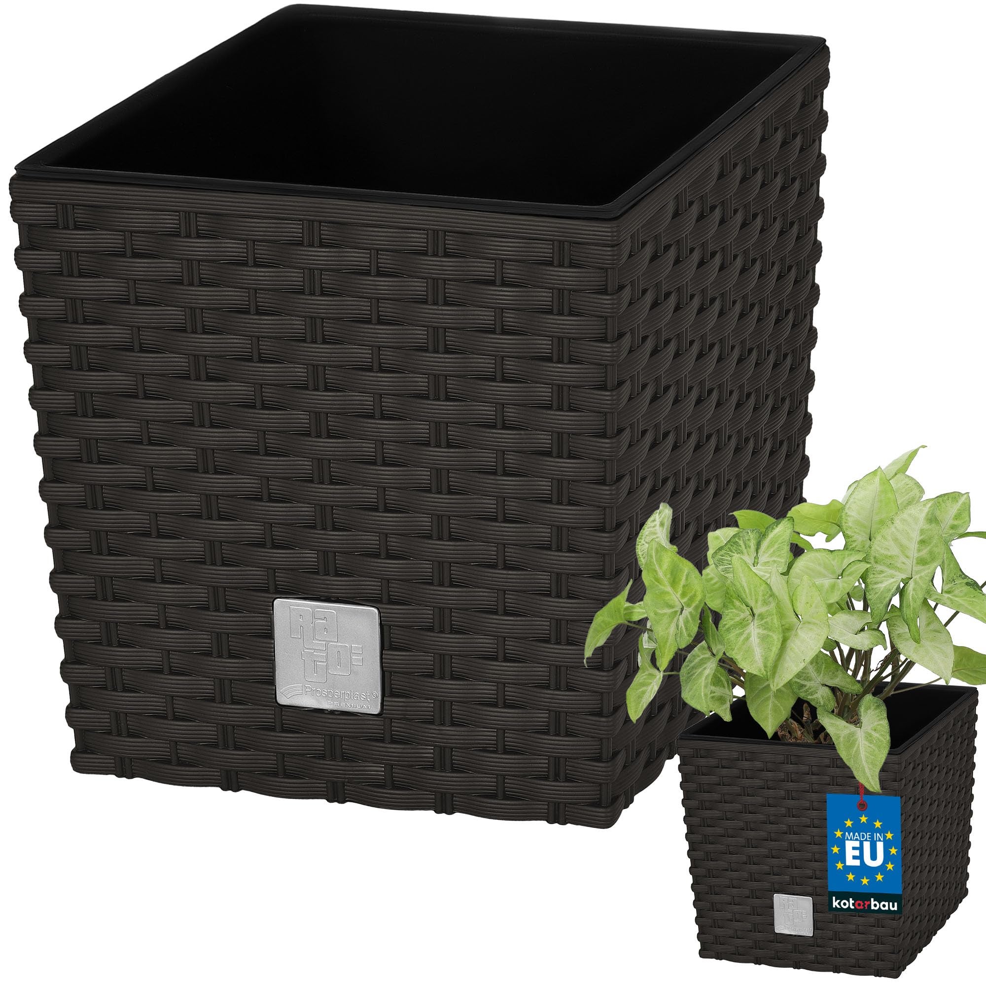 Donica doniczka 17 cm ogrodowa balkon taras kwiaty rattan umbra wkład ogród - KOTARBAU