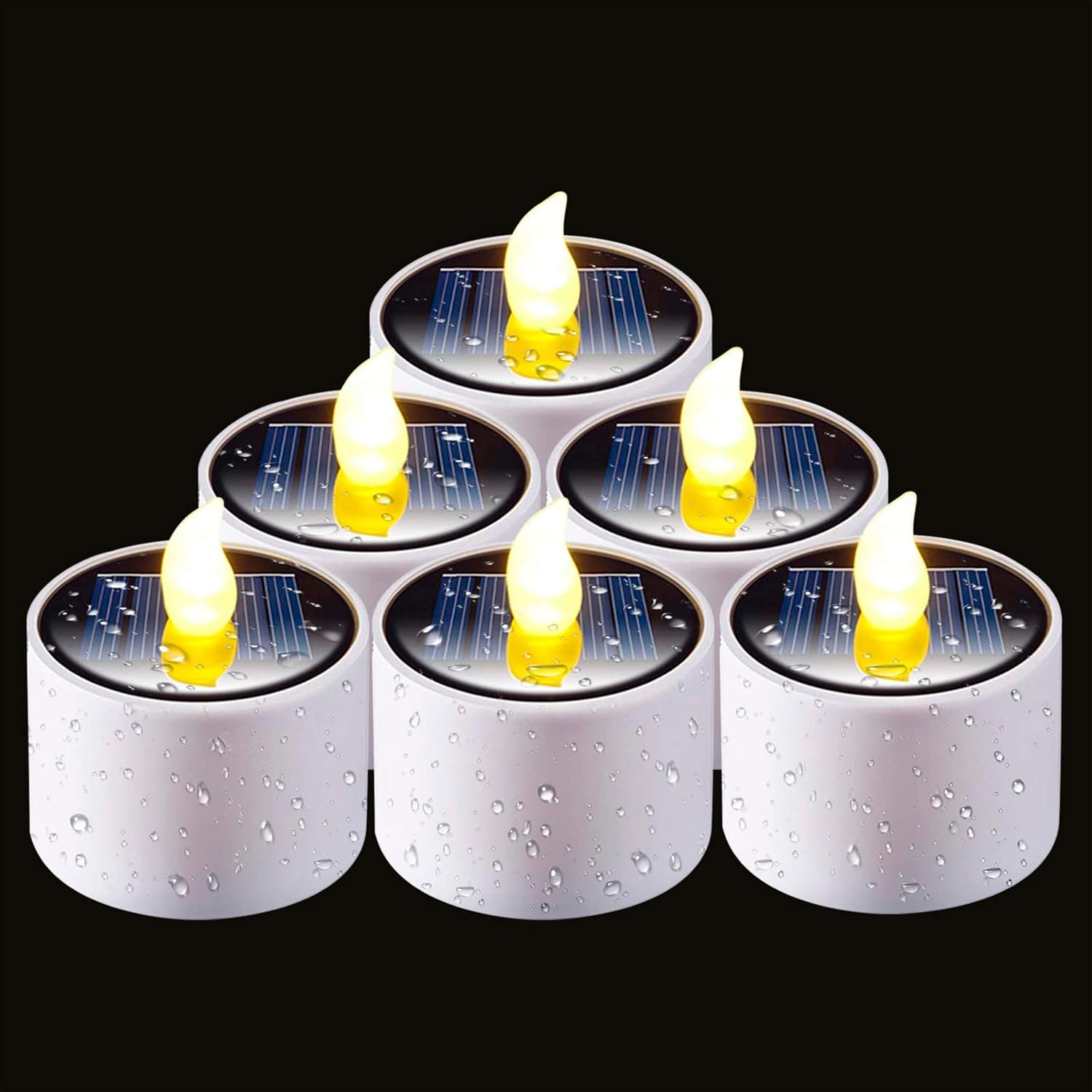 Zestaw wodoodpornych solarnych świec zewnętrznych oświetlenie zewnętrzne od zmierzchu do świtu wielokrotnego użytku świeczki typu tealight LED x cm
