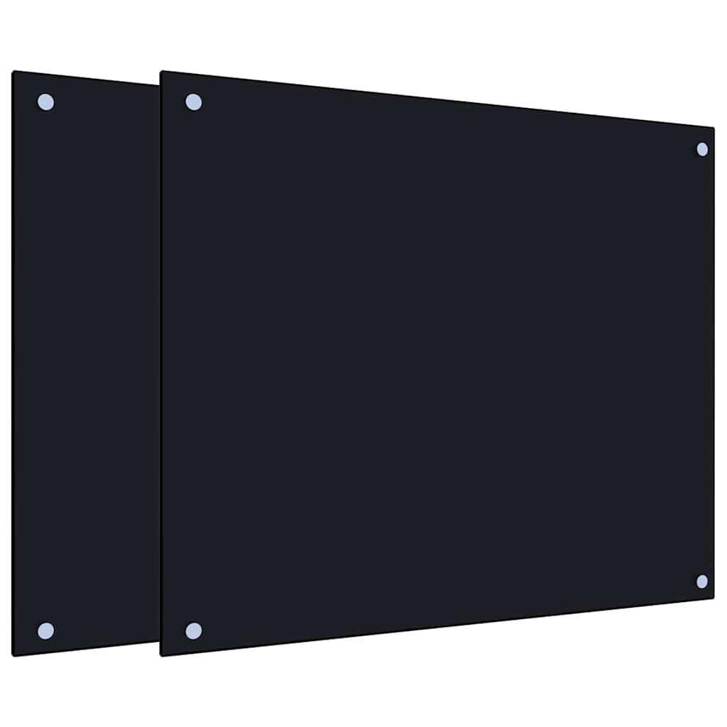 2x Panele Ochronne ze Szkła Hartowanego 70x60 cm Czarne do Kuchni