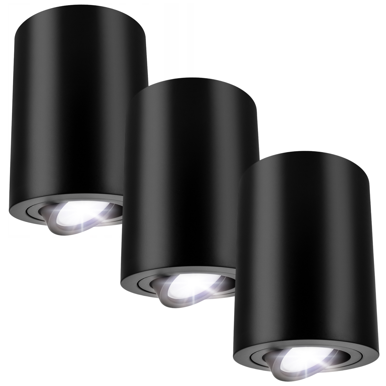 3x Reflektor natynkowy SPOT sufitowy Czarny 3x GU10 Ruchoma Oprawa Halogenowa okrągła TUBA LED 3 szt. - LEDHOFF