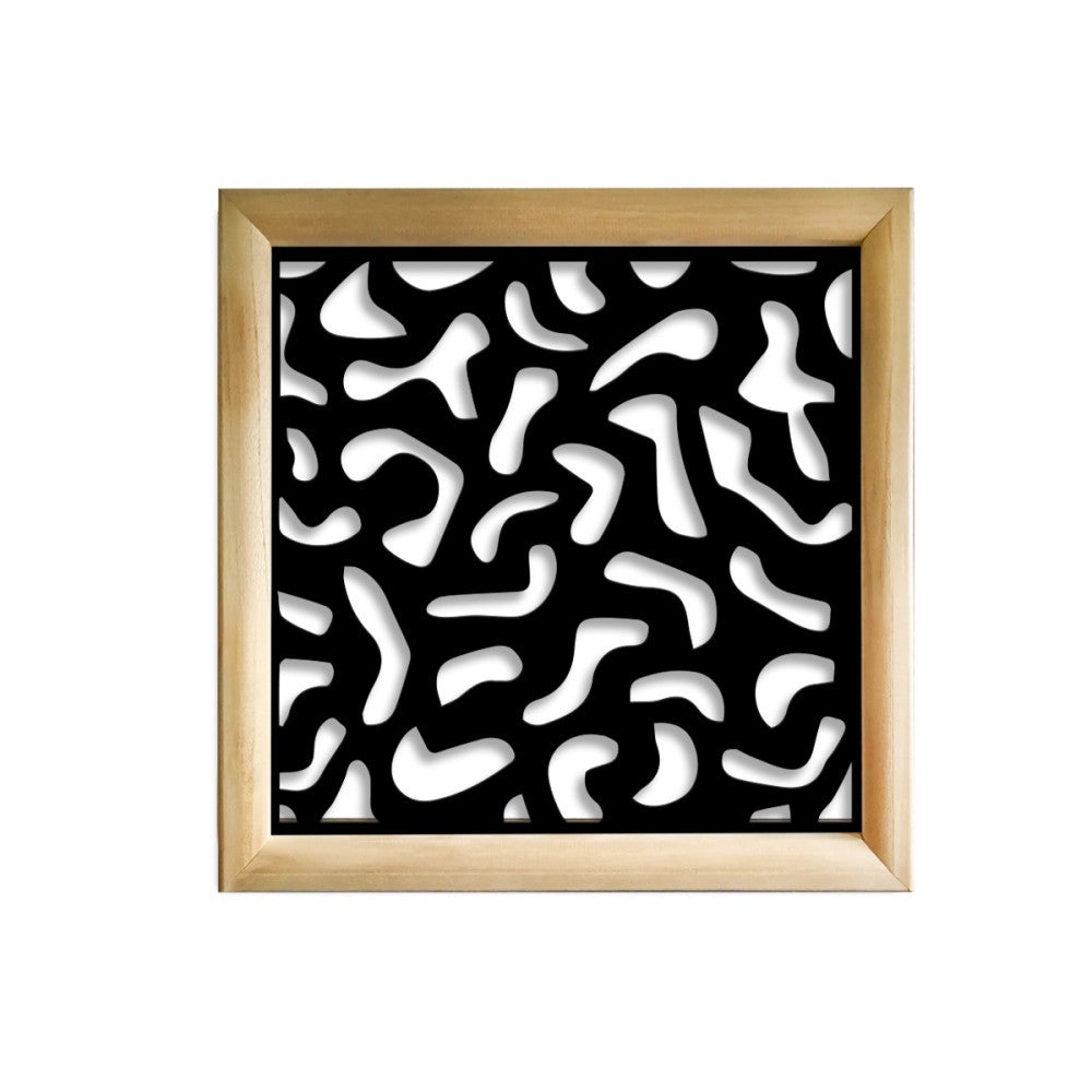 STAINS - Kwadratowe moduły dekoracyjne z drewna i PCV - Rozmiar 98x98 cm - Grubość 64 mm - Kolor wewnętrzny CZARNY