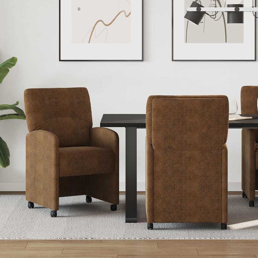 Krzesełka jadalne na kółkach 2 pcs Brązowy 57 x 67 x 95 cm vidaXL