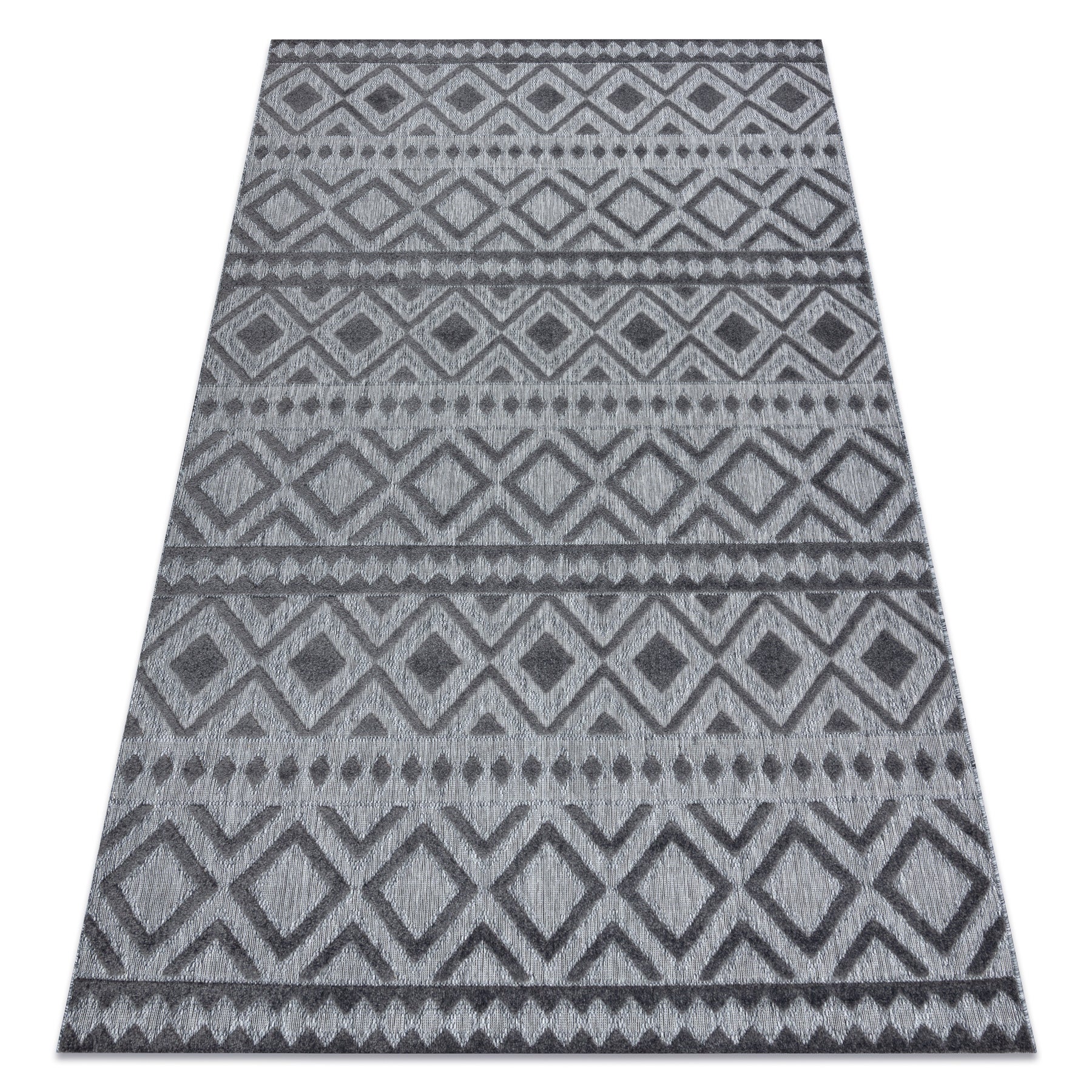 Dywan Strukturalny SOLE D3852 Boho, romby - płasko tkany szary 80x250 cm