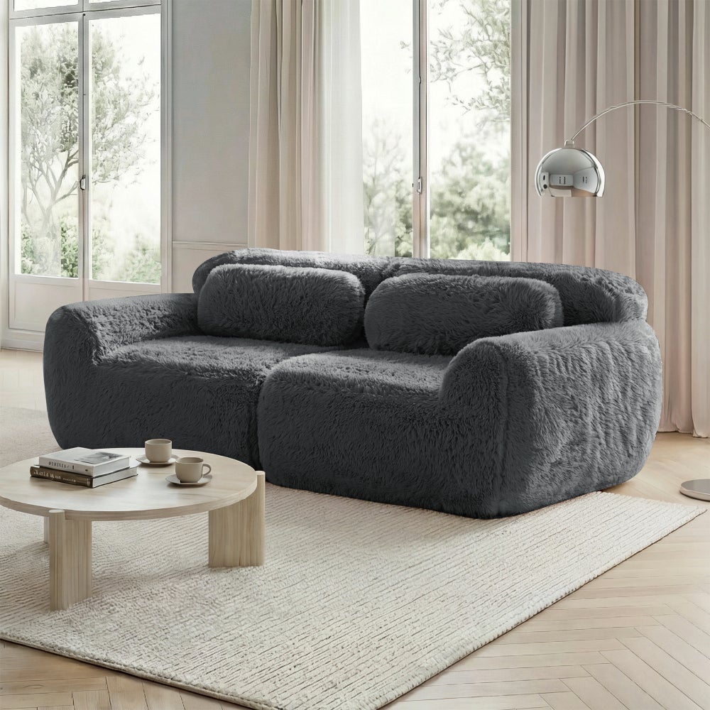 Modułowa sofa 2-osobowa bezramowa z pluszowej tkaniny z pianką antypoślizgową 32D przypominającą chmurę, wygodna do salonu